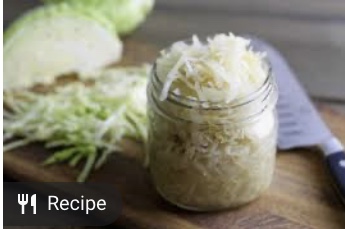 Homemade Heirloom Sauerkraut- A jar of sauerkraut in the making. Shredded cabbage ready for that wonderful salt brine. Love it.HeirloomRecipes